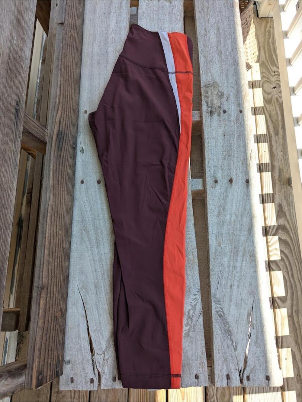 Lululemon Kick Serve Sweat Tight 6 Bordeaux Drama Red Colorblock Leggings Hokies - Picture 6 of 6